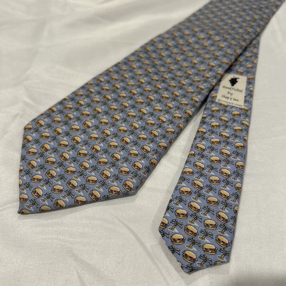 Vineyard Vines Martha's Vineyard Men's Tie 100% Silk Burger&Palm Tree 59x4 Inch